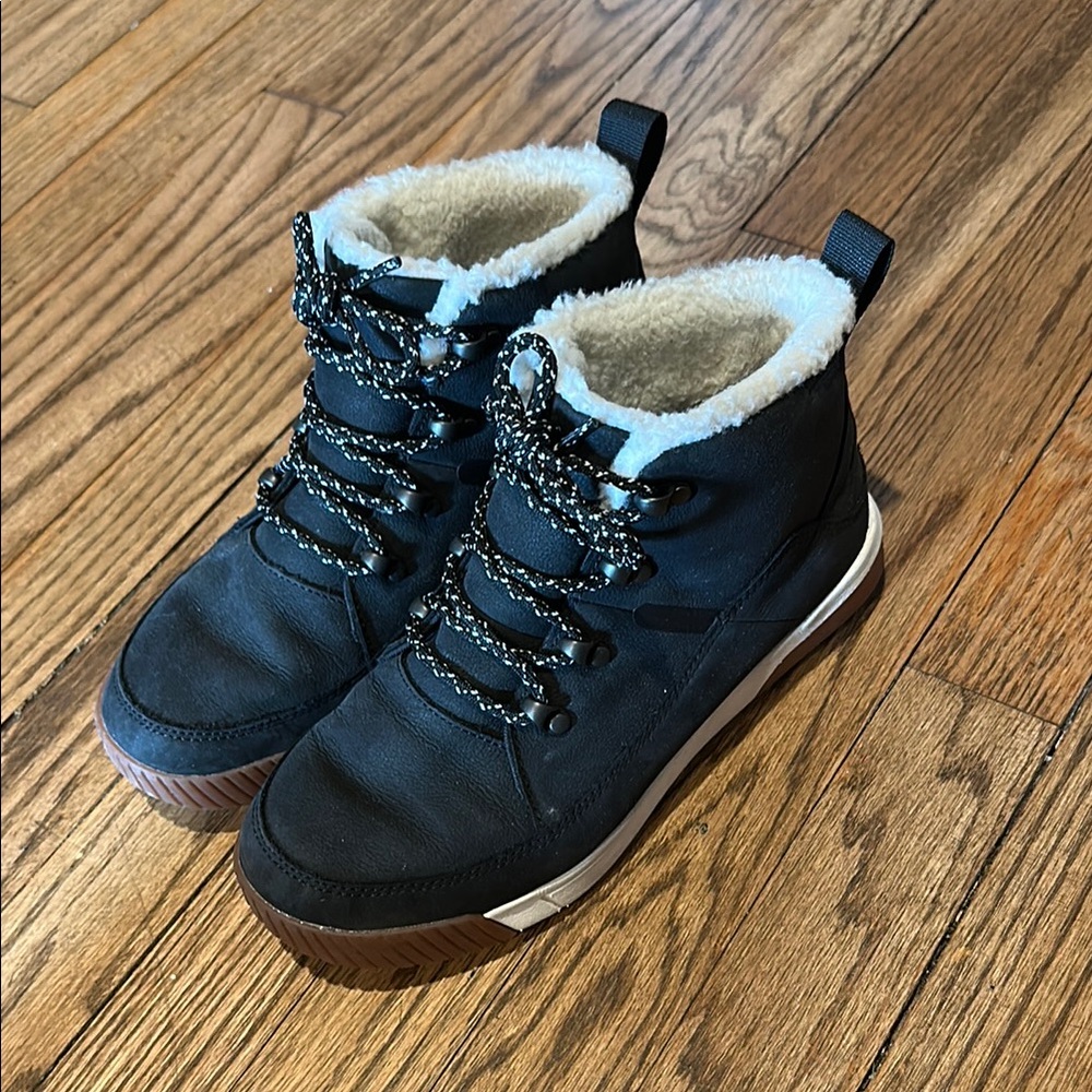 The North Face Black Winter Boots with White Trim